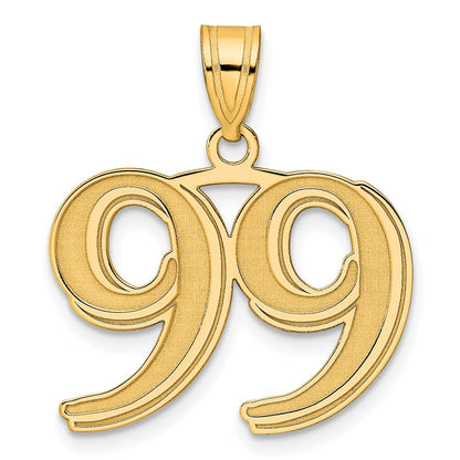 14k Yellow Gold Polished Etched Number 99 Pendant