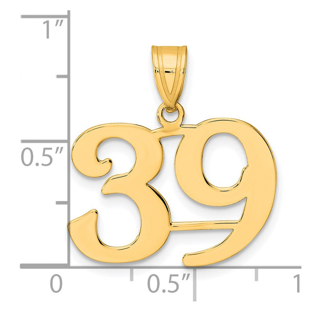 14k Yellow Gold Polished Number 39 Pendant