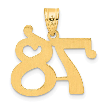 14k Yellow Gold Polished Number 78 Pendant