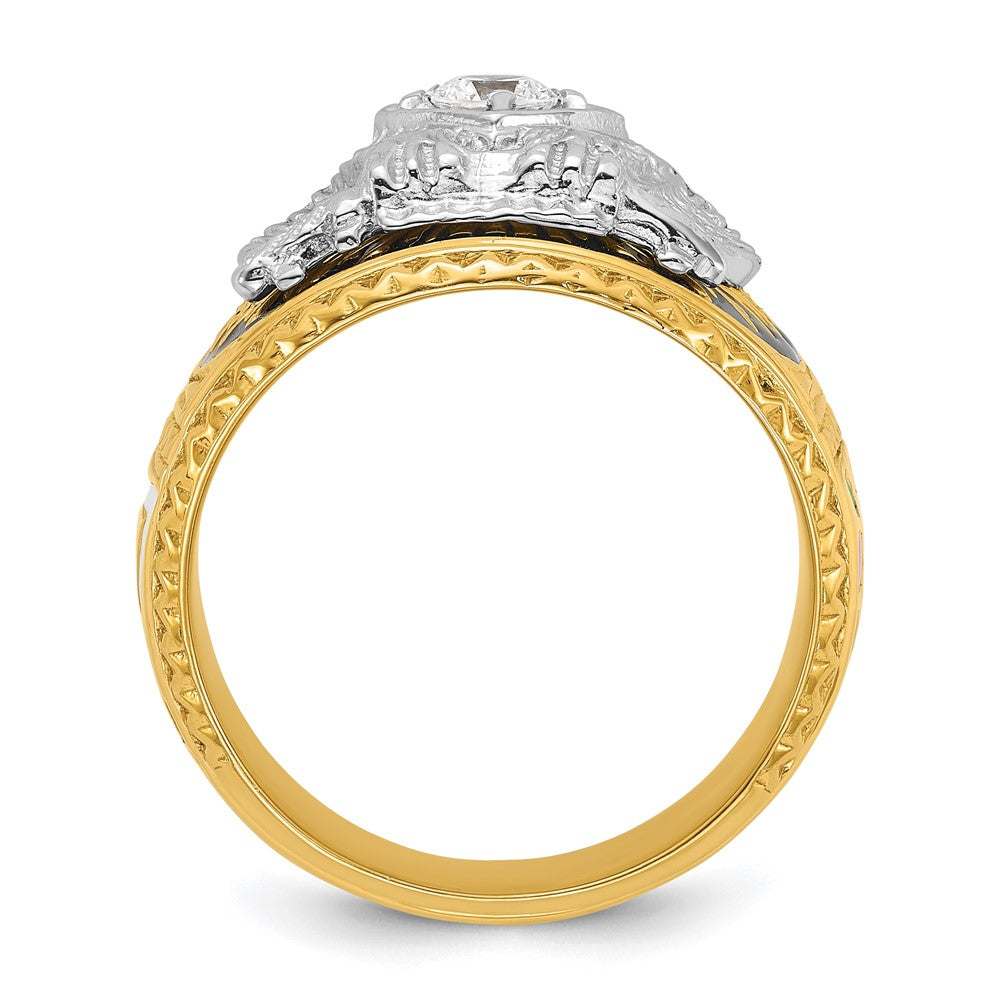 14k Two-tone Gold Men's Polished and Textured 32nd Degree Scottish Rite Masonic Ring Mounting