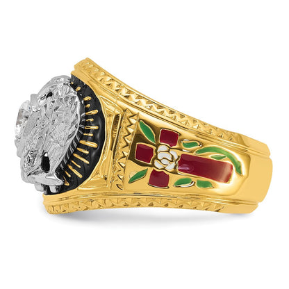 14k Two-tone Gold Men's Polished and Textured 32nd Degree Scottish Rite Masonic Ring Mounting