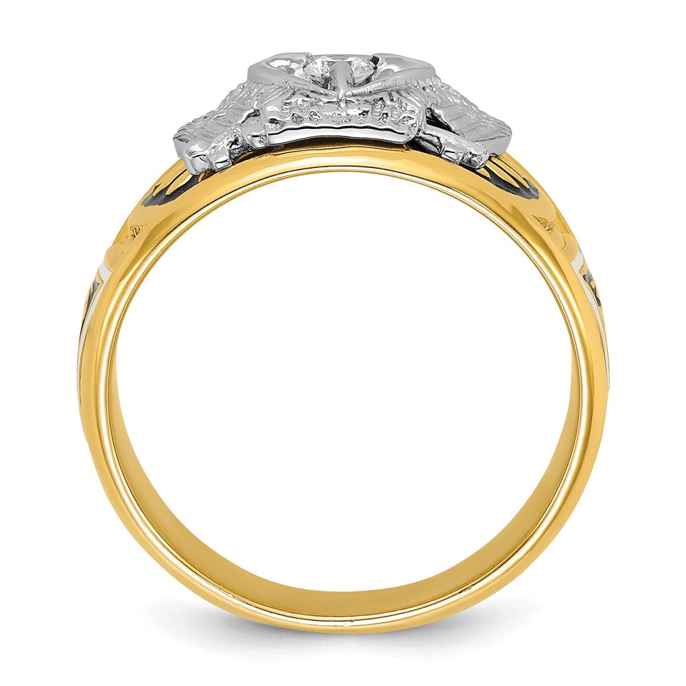 14k Two-tone Gold Men's Polished and Textured 32nd Degree Scottish Rite Masonic Ring Mounting