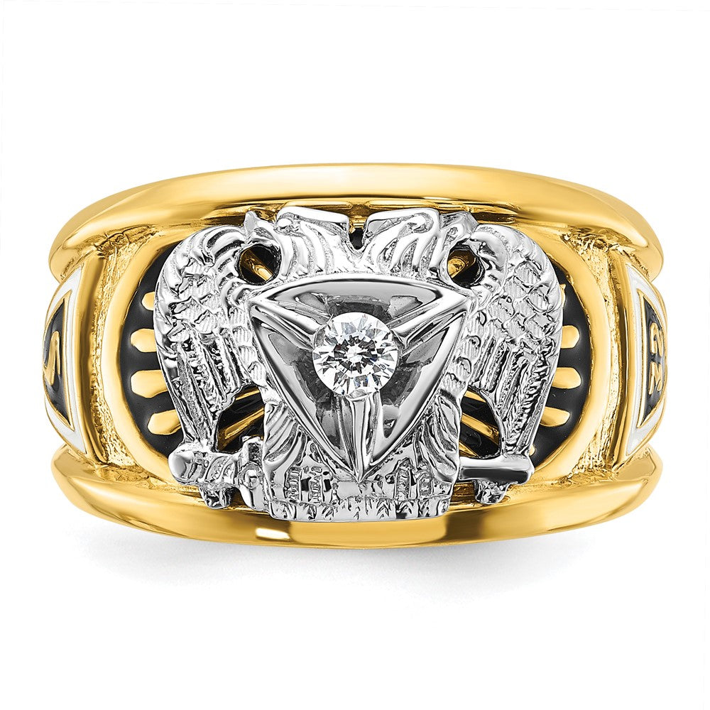14k Two-tone Gold Men's Polished and Textured 32nd Degree Scottish Rite Masonic Ring Mounting
