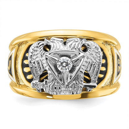 14k Two-tone Gold Men's Polished and Textured 32nd Degree Scottish Rite Masonic Ring Mounting