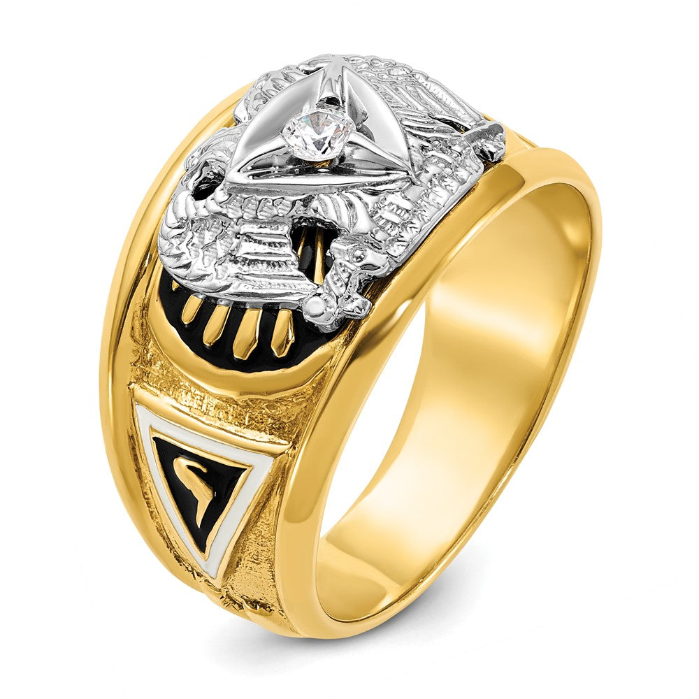 14k Two-tone Gold Men's Polished and Textured 32nd Degree Scottish Rite Masonic Ring Mounting