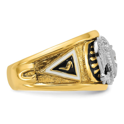 14k Two-tone Gold Men's Polished and Textured 32nd Degree Scottish Rite Masonic Ring Mounting