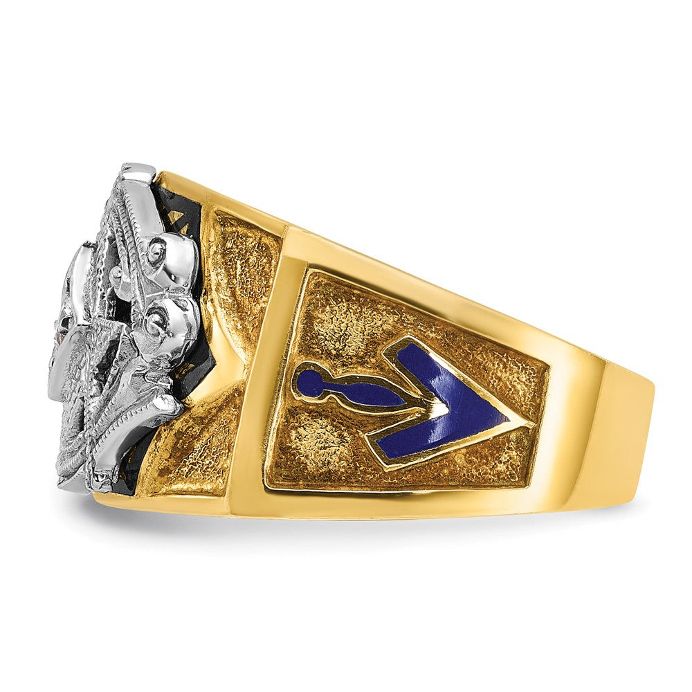 14k Two-tone Gold Men's Polished and Textured Blue Lodge Master Masonic Ring Mounting