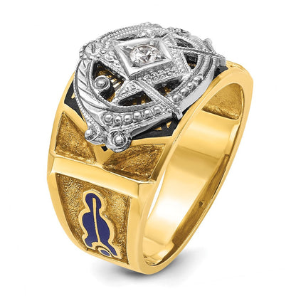 14k Two-tone Gold Men's Polished and Textured Blue Lodge Master Masonic Ring Mounting