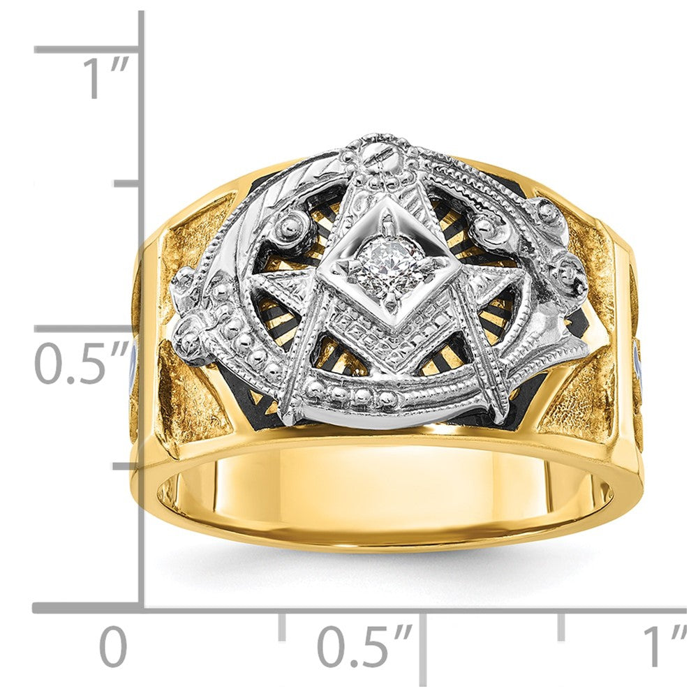 14k Two-tone Gold Men's Polished and Textured Blue Lodge Master Masonic Ring Mounting