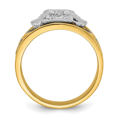 14k Two-tone Gold Men's Polished and Textured 32nd Degree Scottish Rite Masonic Ring Mounting