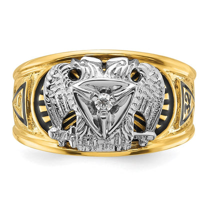 14k Two-tone Gold Men's Polished and Textured 32nd Degree Scottish Rite Masonic Ring Mounting