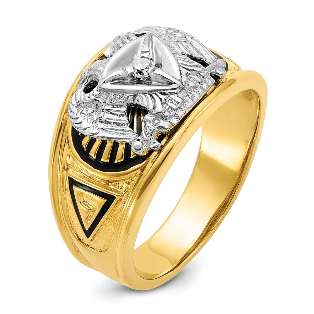 14k Two-tone Gold Men's Polished and Textured 32nd Degree Scottish Rite Masonic Ring Mounting
