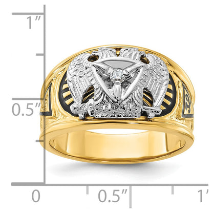 14k Two-tone Gold Men's Polished and Textured 32nd Degree Scottish Rite Masonic Ring Mounting