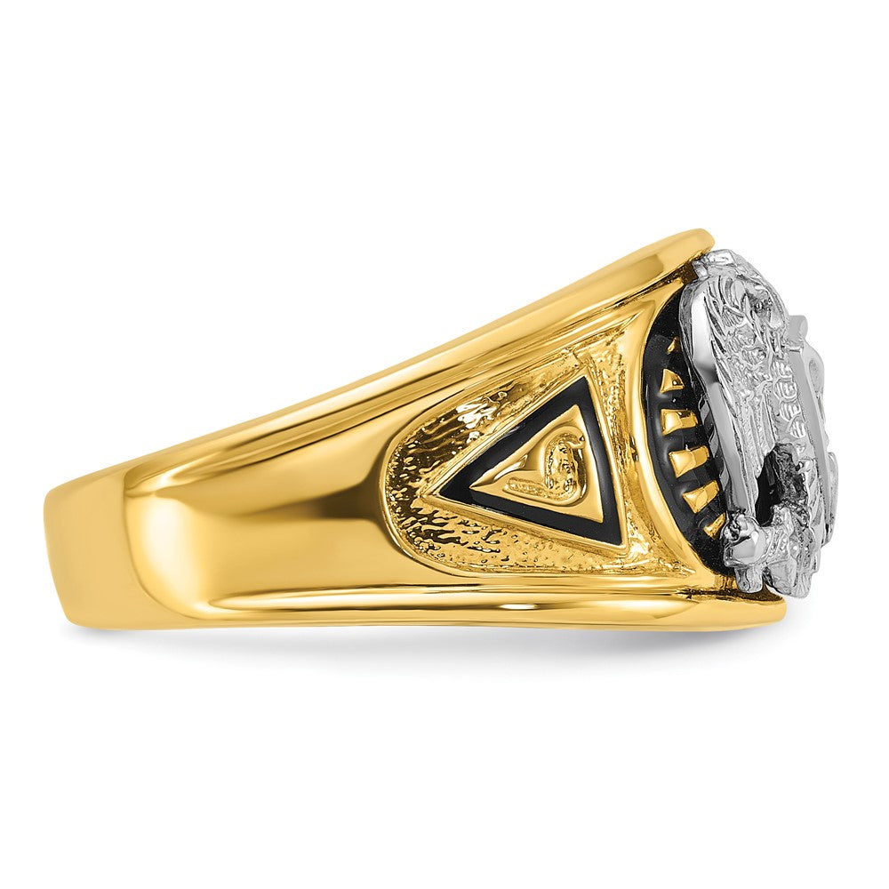 14k Two-tone Gold Men's Polished and Textured 32nd Degree Scottish Rite Masonic Ring Mounting