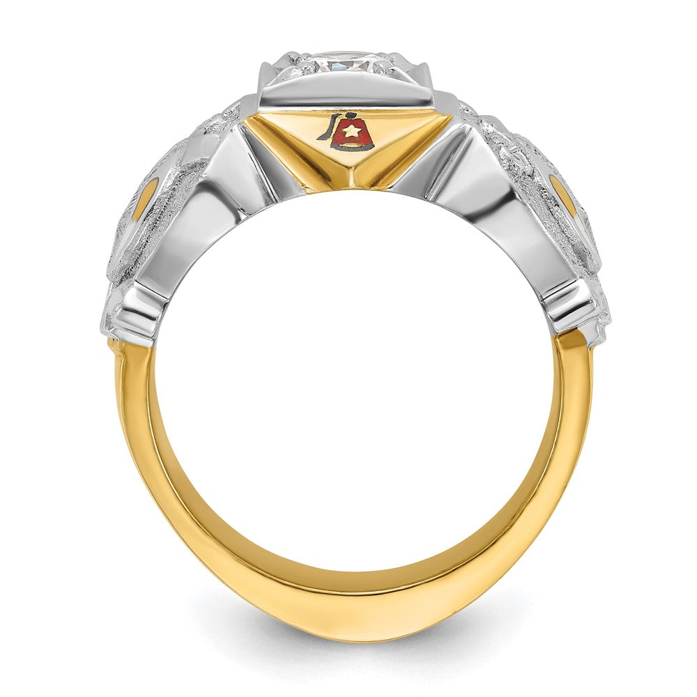 14k Two-tone Gold Men's Polished and Textured Masonic Shriner's Ring Mounting
