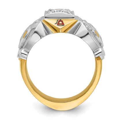 14k Two-tone Gold Men's Polished and Textured Masonic Shriner's Ring Mounting