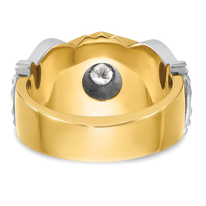 14k Two-tone Gold Men's Polished and Textured Masonic Shriner's Ring Mounting