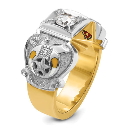 14k Two-tone Gold Men's Polished and Textured Masonic Shriner's Ring Mounting