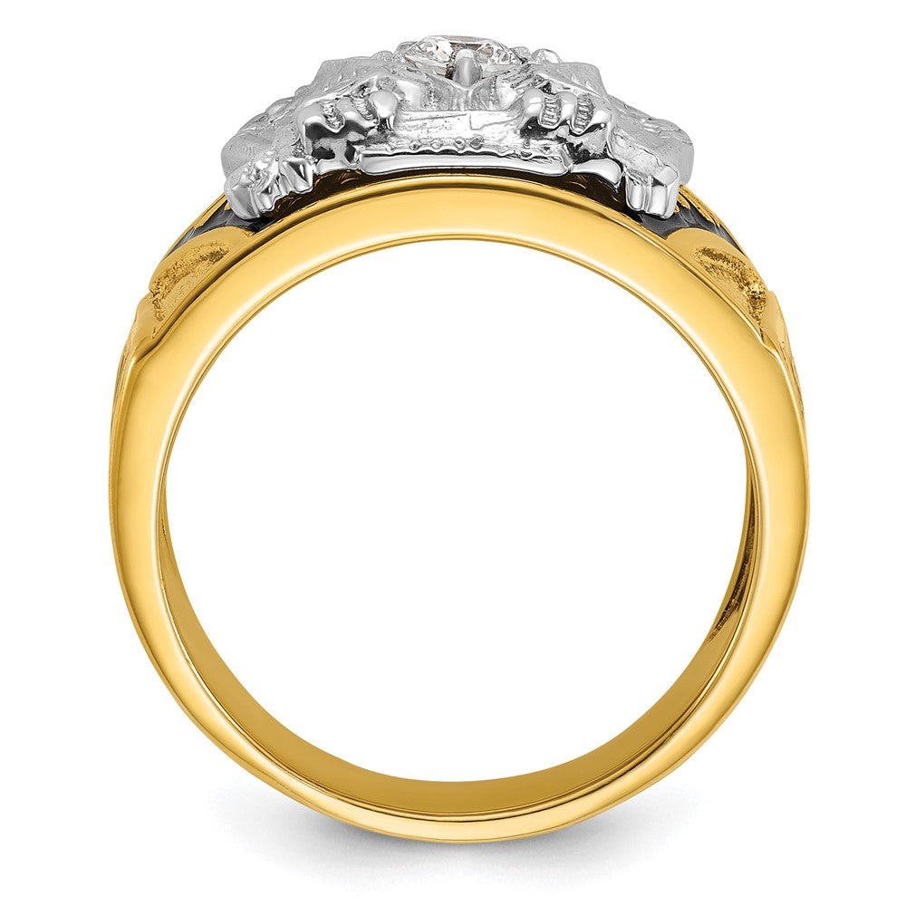 14k Two-tone Gold Men's Polished and Textured 32nd Degree Scottish Rite Masonic Ring Mounting