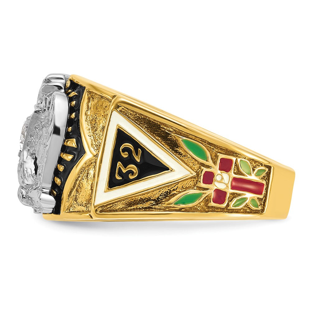 14k Two-tone Gold Men's Polished and Textured 32nd Degree Scottish Rite Masonic Ring Mounting