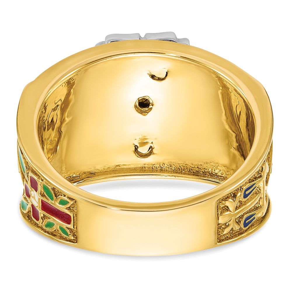 14k Two-tone Gold Men's Polished and Textured 32nd Degree Scottish Rite Masonic Ring Mounting