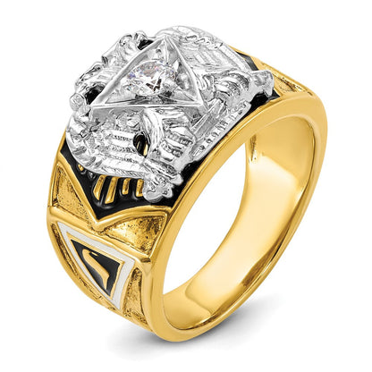 14k Two-tone Gold Men's Polished and Textured 32nd Degree Scottish Rite Masonic Ring Mounting