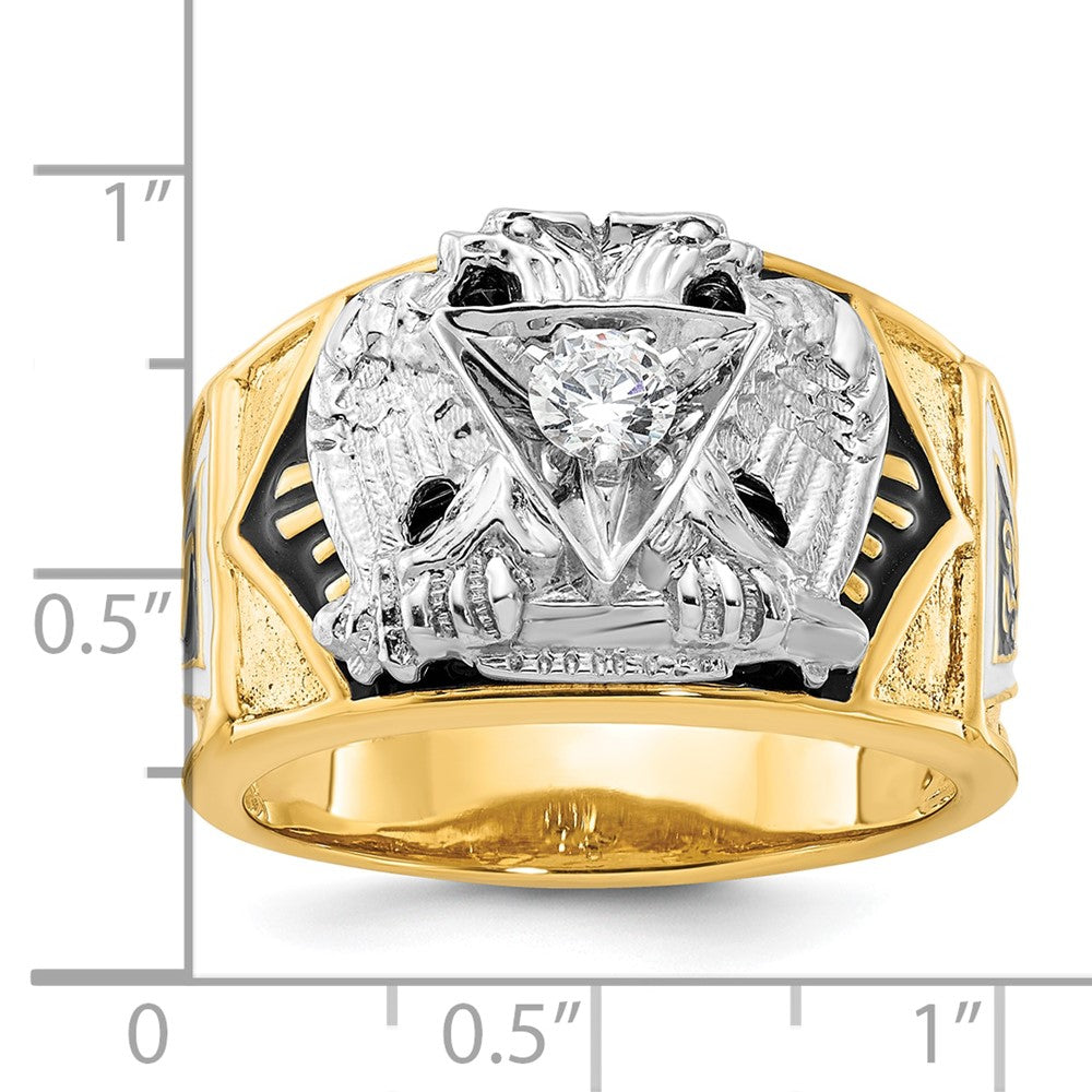 14k Two-tone Gold Men's Polished and Textured 32nd Degree Scottish Rite Masonic Ring Mounting