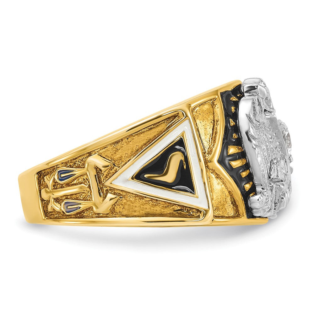14k Two-tone Gold Men's Polished and Textured 32nd Degree Scottish Rite Masonic Ring Mounting