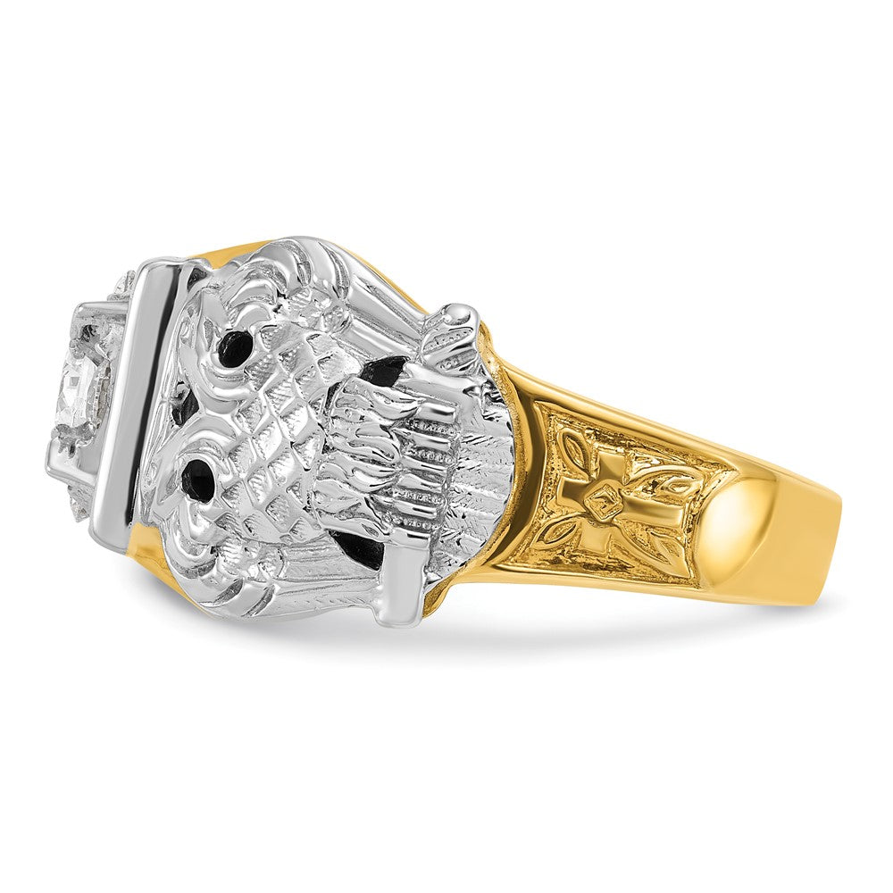 14k Two-tone Gold Men's Polished and Textured Double Eagle Masonic Shriner's Ring Mounting