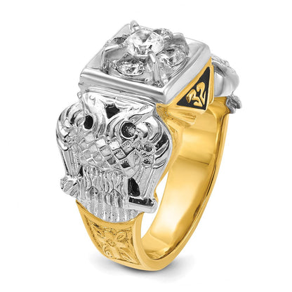 14k Two-tone Gold Men's Polished and Textured Double Eagle Masonic Shriner's Ring Mounting