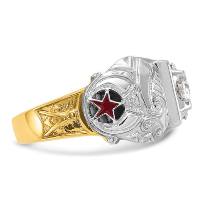14k Two-tone Gold Men's Polished and Textured Double Eagle Masonic Shriner's Ring Mounting