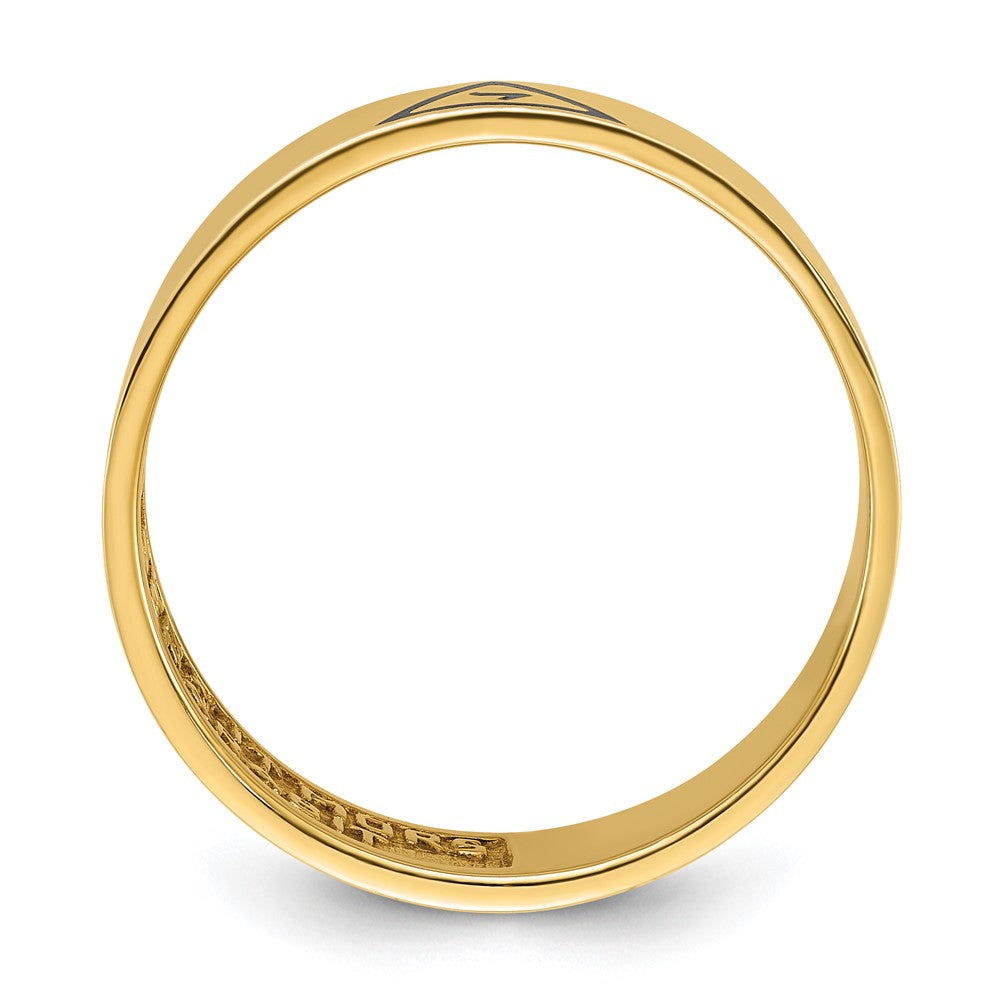 14k Yellow Gold Men's Polished with Black Enamel 14th Degree Grand Elect Masonic Ring