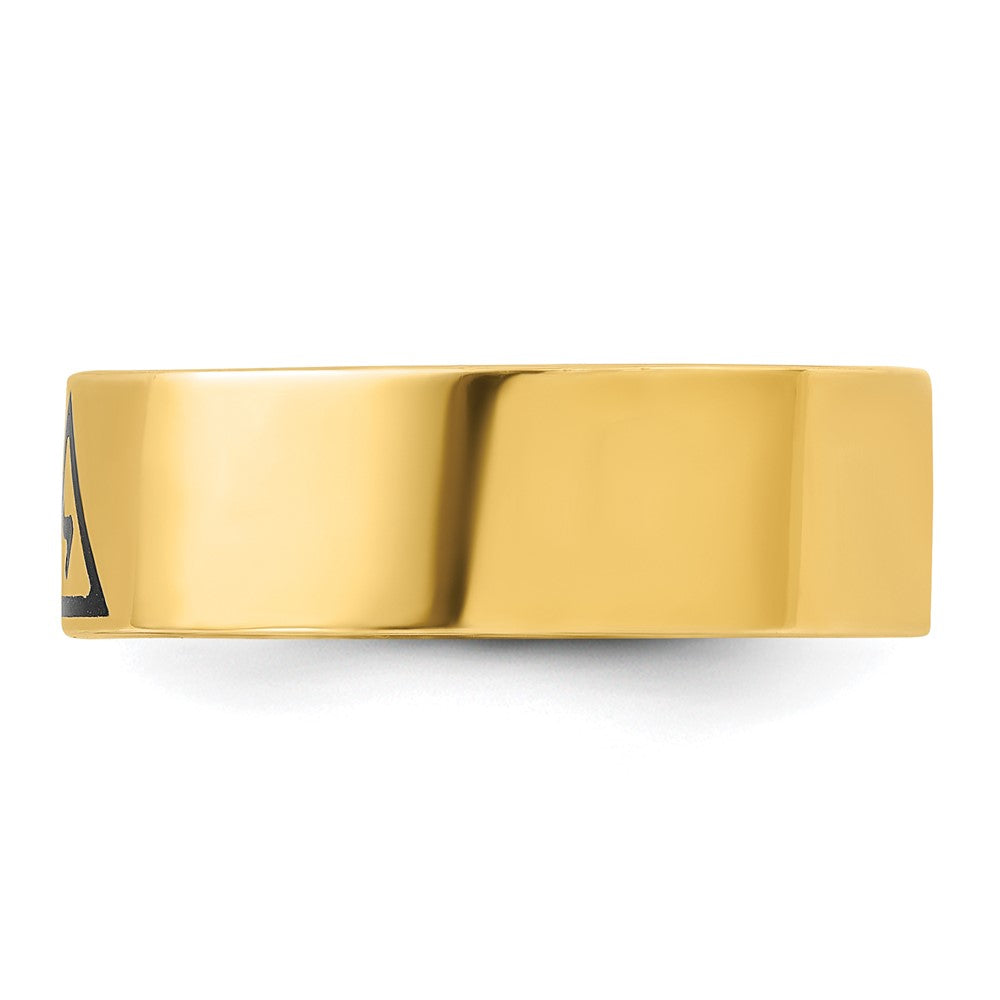 14k Yellow Gold Men's Polished with Black Enamel 14th Degree Grand Elect Masonic Ring