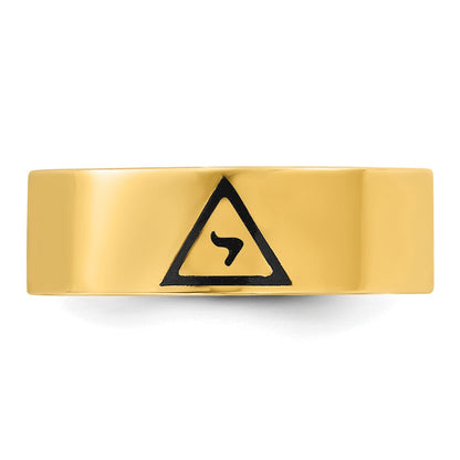 14k Yellow Gold Men's Polished with Black Enamel 14th Degree Grand Elect Masonic Ring