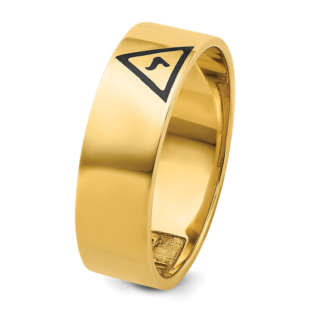 14k Yellow Gold Men's Polished with Black Enamel 14th Degree Grand Elect Masonic Ring
