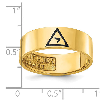 14k Yellow Gold Men's Polished with Black Enamel 14th Degree Grand Elect Masonic Ring