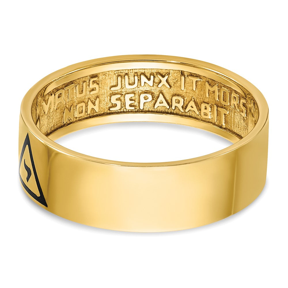 14k Yellow Gold Men's Polished with Black Enamel 14th Degree Grand Elect Masonic Ring