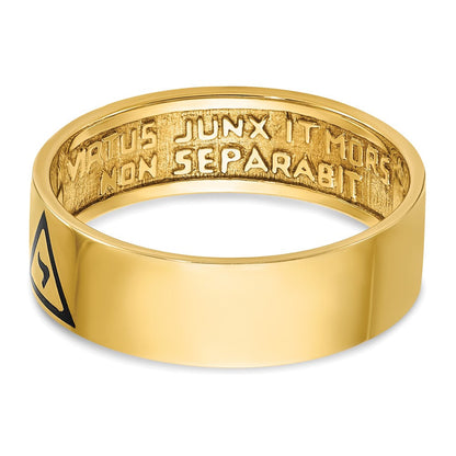 14k Yellow Gold Men's Polished with Black Enamel 14th Degree Grand Elect Masonic Ring