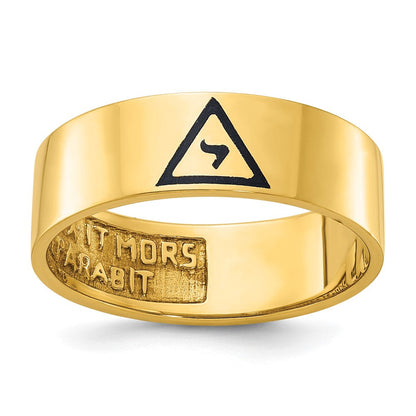 14k Yellow Gold Men's Polished with Black Enamel 14th Degree Grand Elect Masonic Ring