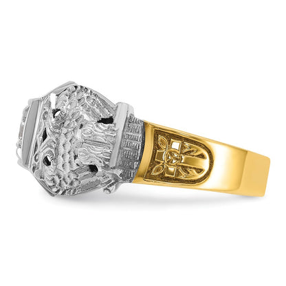 14k Two-tone Gold Men's Polished and Textured 32nd Degree Scottish Rite Masonic Ring Mounting
