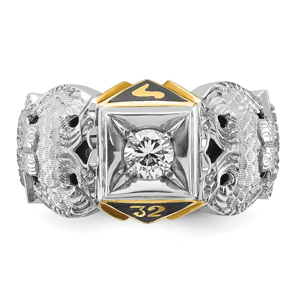 14k Two-tone Gold Men's Polished and Textured 32nd Degree Scottish Rite Masonic Ring Mounting