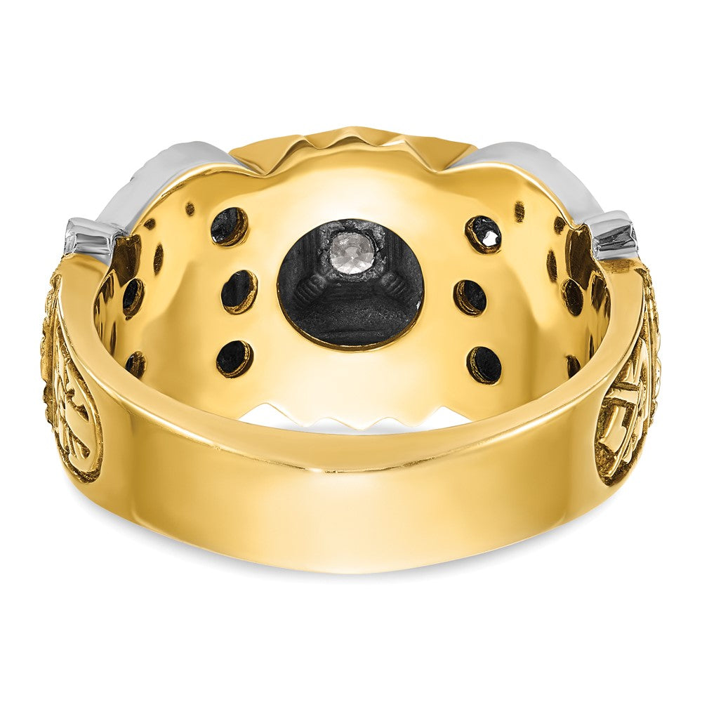 14k Two-tone Gold Men's Polished and Textured 32nd Degree Scottish Rite Masonic Ring Mounting