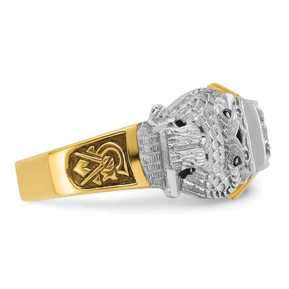 14k Two-tone Gold Men's Polished and Textured 32nd Degree Scottish Rite Masonic Ring Mounting