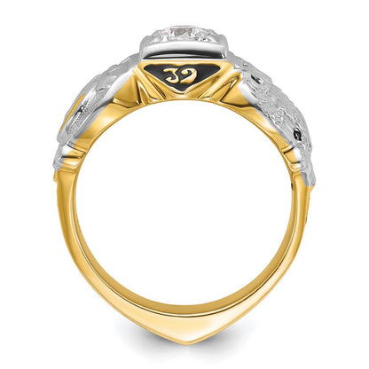 14k Two-tone Gold Men's Polished and Textured Double Eagle Masonic Shriner's Ring Mounting