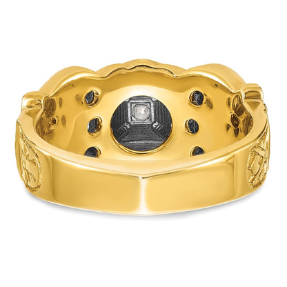 14k Two-tone Gold Men's Polished and Textured Double Eagle Masonic Shriner's Ring Mounting