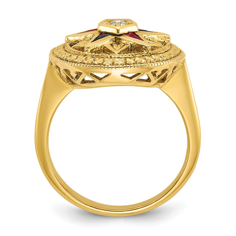 14k Yellow Gold Women's Polished and Textured Eastern Star Masonic Ring Mounting