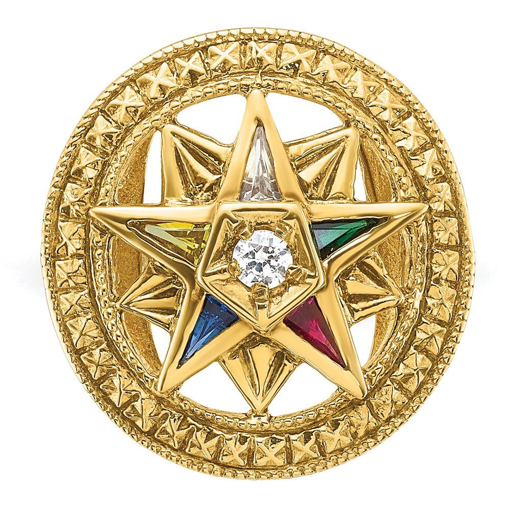 14k Yellow Gold Women's Polished and Textured Eastern Star Masonic Ring Mounting