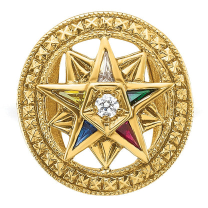 14k Yellow Gold Women's Polished and Textured Eastern Star Masonic Ring Mounting