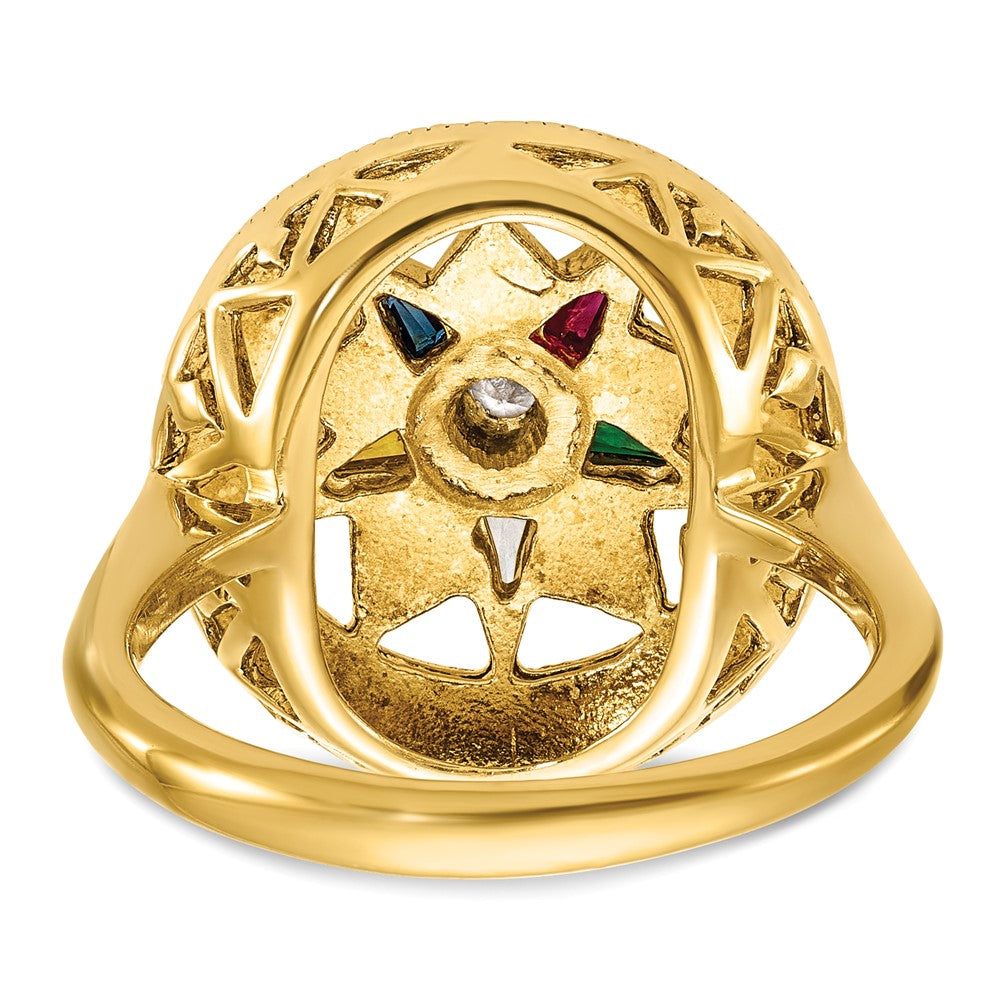14k Yellow Gold Women's Polished and Textured Eastern Star Masonic Ring Mounting