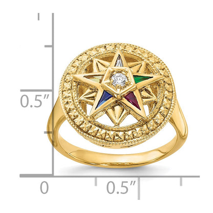 14k Yellow Gold Women's Polished and Textured Eastern Star Masonic Ring Mounting